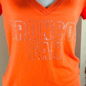 Victoria’s Secret pink Broncos fan shirt Med bling